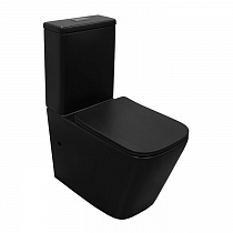 Унитаз-компакт безободковый Black King AZ-8303D сиденье дюропласт с микролифтом, чёрный матовый
