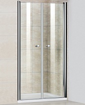 Дверь для душа PA-04 90х185 двухстворчатая распашная, стекло прозрачное, профиль хром