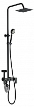 Душевая система E2406-8 (смеситель, излив, штанга, лейка, шланг, тропич. душ, гиг.душ) цвет чёрный