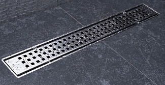 Трап для душа Betto Net Line 650 двухсторонняя решетка с перфорацией, матовый хром, полая под плитку