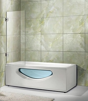 Шторка на ванну 604-1 50х150 распашная, стекло прозрачное, профиль хром