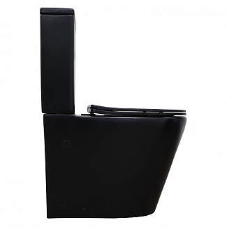 Унитаз-компакт безободковый Black Q AZ-8380 сиденье Slim дюропласт с микролифтом, чёрный матовый