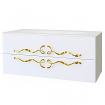 Due Amanti тумба 100 цвет белый, ручки золото Due.01.10/W/GL с раковиной Elegance-100 El.10.04.D
