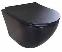 Унитаз подвесной безободковый ALBY BLACK сиденье дюропласт с микролифтом M0203BL