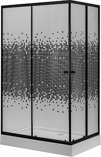 Душевой уголок прямоугольный NG-012-14Q BLACK 120х80х195 поддон 13см, стекло"мозаик", профиль чёрный