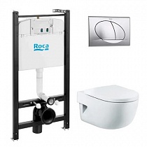 Комплект Roca Meridian 893104110 подвесной унитаз + инсталляция + кнопка + сиденье РАСПРОДАЖА