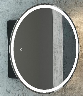 Зеркало-шкаф Torneo Black LED d600  (светодиодная подсветка, сенсорный выключатель) цвет чёрный