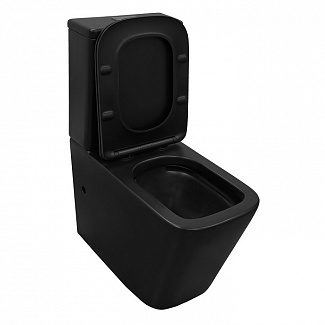 Унитаз-компакт безободковый Black King AZ-8303D сиденье Slim дюропласт с микролифтом, чёрный матовый