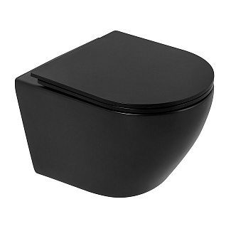Унитаз подвесной безободковый ESTELLA чёрный, сиденье легкосъёмное дюропласт микролифт