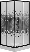 Душевой уголок квадрат NG-009-14Q BLACK 90х90х195 поддон 13 см, стекло "мозаик", профиль чёрный